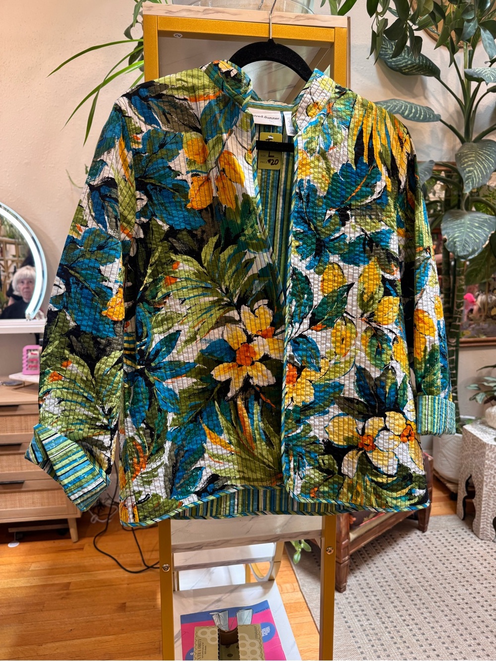 Alfred Dunner Multicolor Floral Quilted Jean Jacket